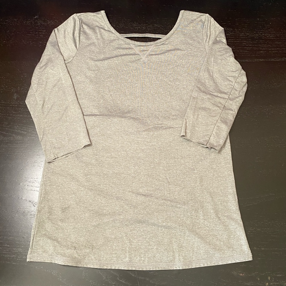 Roxy Metallic Silver 3/4 Sleeve Tunic Top